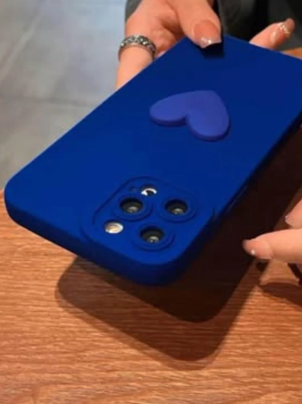 iPhone 15 pro Blue Heart Silicone Phone Case with Grip